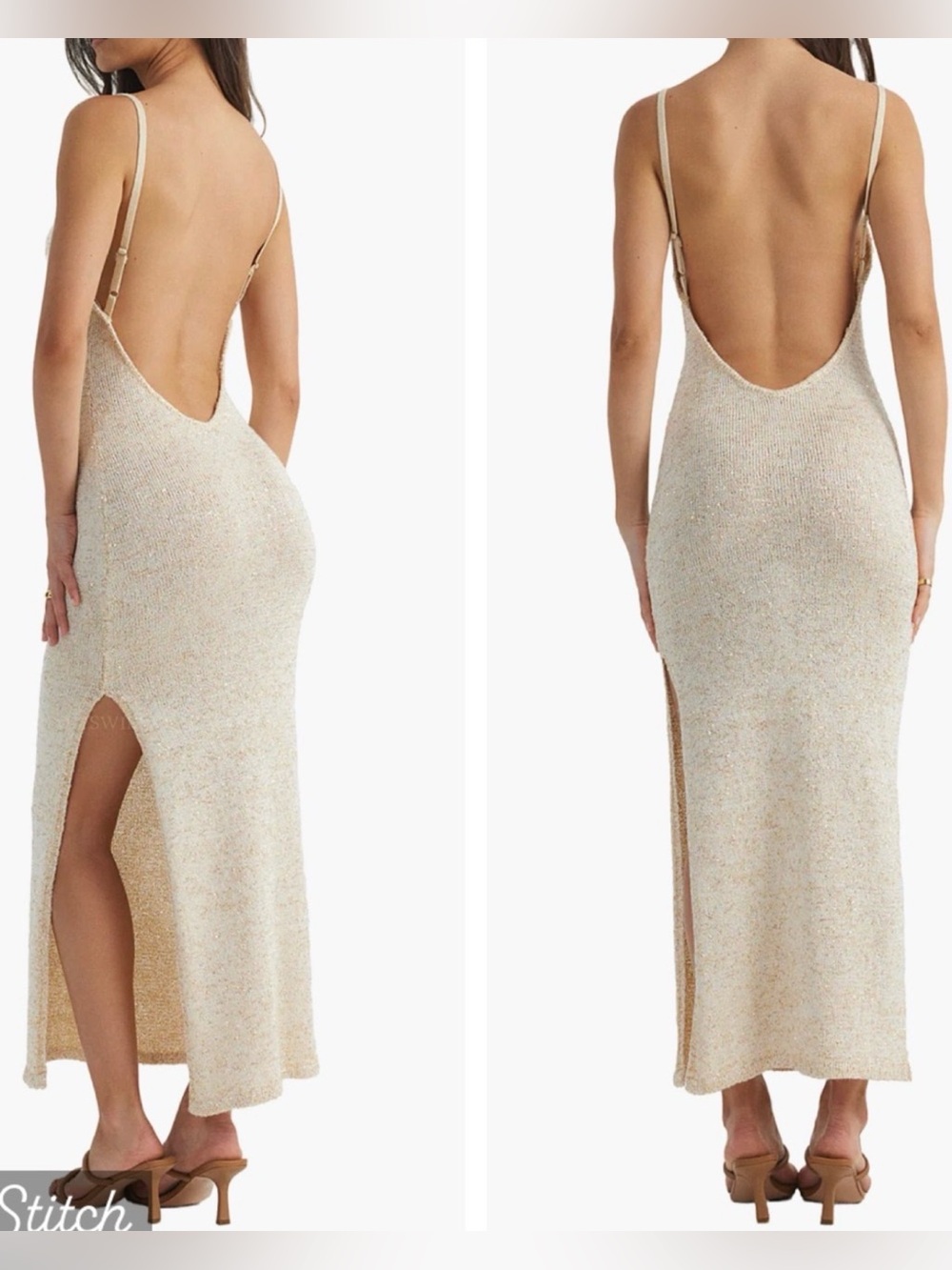 SNDYS Azaria Maxi Dress – Gold Shimmer – Size Small – NWT
